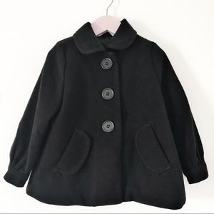 H&M Toddler Pea Coat Bow Detail Black Girls Size 3-4